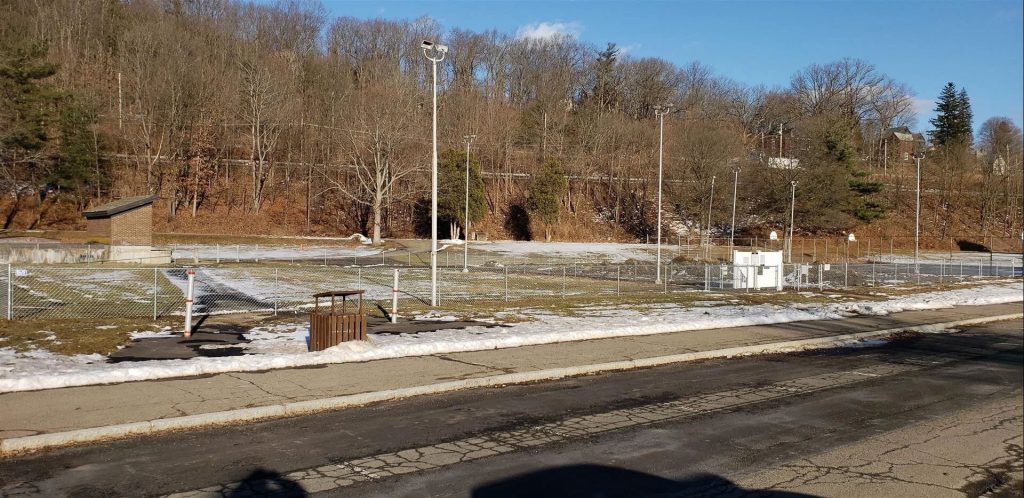 Village of Painted Post Craig Park Dog Park chain linked fence complete